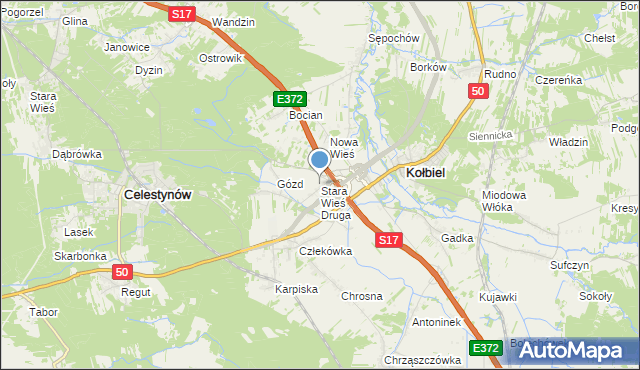 mapa Stara Wieś Druga, Stara Wieś Druga gmina Kołbiel na mapie Targeo